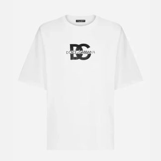 Dolce Gabbana D&amp;G Men Short-sleeved T-shirt with DG Logo Print-White