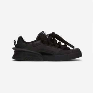 Dolce Gabbana D&amp;G Unisex Mixed-Material Portofino Sneakers-Black