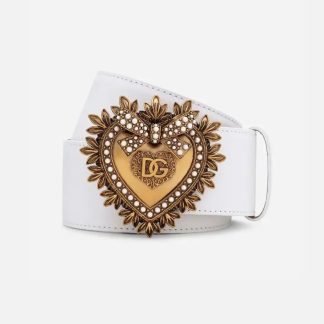 Dolce Gabbana D&amp;G Women Leather Devotion Belt-White BE1316AK86180002