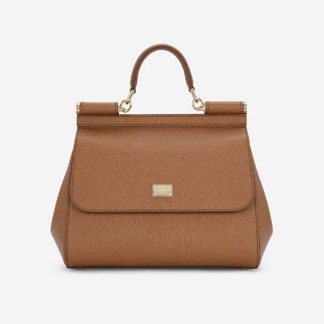 Dolce Gabbana D&amp;G Women Medium Dauphine Leather Sicily Bag-Beige
