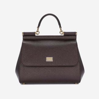 Dolce Gabbana D&amp;G Women Medium Dauphine Leather Sicily Bag-Bordeaux