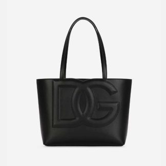 Dolce Gabbana D&amp;G Women Small Calfskin DG Logo Bag Shopper-Black