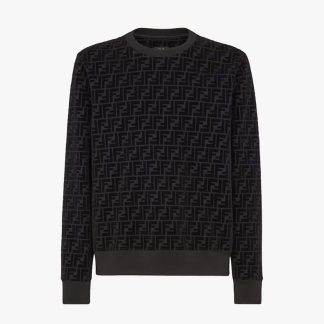 Fendi Men Black Piqué Sweatshirt-FY1077AFRJF0ABB