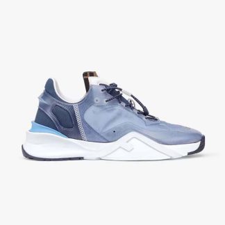Fendi Men Flow Light Blue Nylon Low-tops