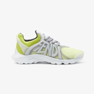 Fendi Men Tag Sneakers Yellow Technical Mesh Running Sneakers