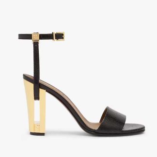 Fendi Women Delfina Black Karung High-heeled Sandals