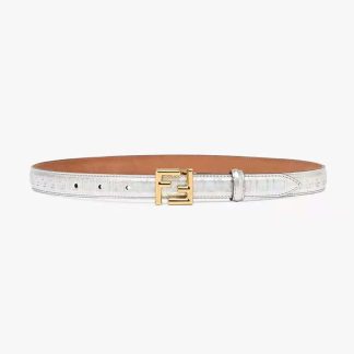 Fendi Women FF Belt Silver Leather-8C0648AQ1VF04TX