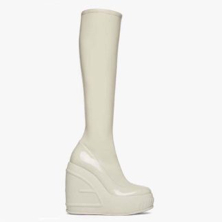 Fendi Women Fashion Show White Patent Leather Boots