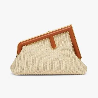 Fendi Women Fendi First Small Natural Straw Bag