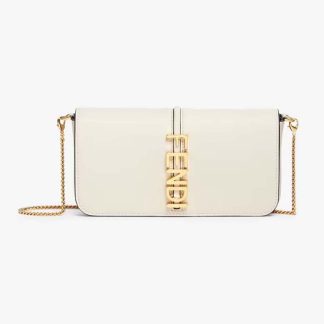 Fendi Women Fendigraphy Phone Pouch White Leather Wallet