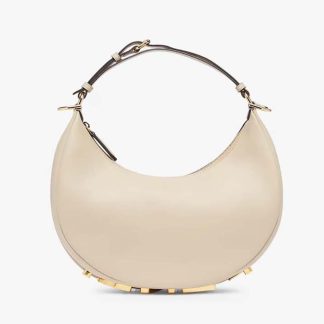 Fendi Women Fendigraphy Small Beige Leather Bag