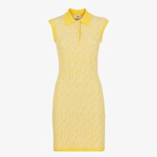 Fendi Women Golden Yellow FF Cotton Dress FZDC69ASOTF1PUU