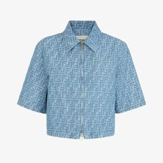 Fendi Women Light Blue FF Denim Jacket FLF790AS8KF1P2O