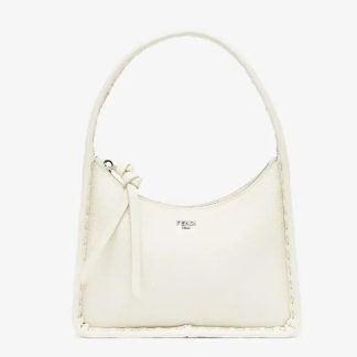 Fendi Women Mini Fendessence Small Ice White Selleria Bag with 264 Hand-sewn Topstitches