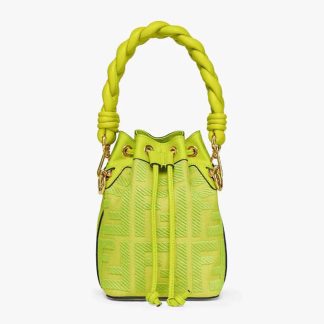 Fendi Women Mon Tresor Acid Green FF Canvas Mini-bag