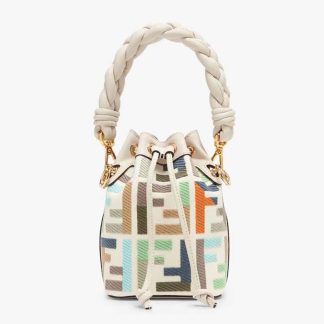 Fendi Women Mon Tresor Multicolor Canvas Mini-bag with FF Embroidery