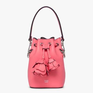 Fendi Women Mon Tresor Pink Leather Mini-bag with 3D Roses