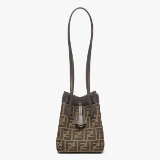Fendi Women Origami Mini Brown FF Jacquard Fabric Mini Bag That Can be Transformed