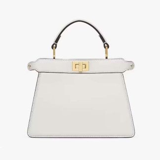 Fendi Women Peekaboo ISeeU Petite White Padded Nappa Leather Bag