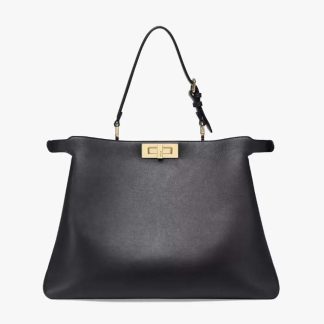Fendi Women Peekaboo Soft Large Black Leather Bag