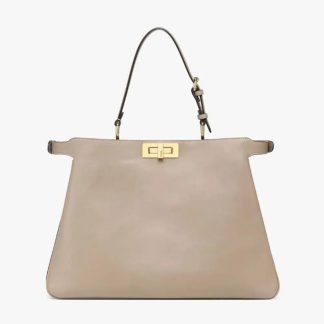 Fendi Women Peekaboo Soft Large Dove gray Leather Bag