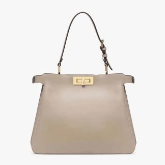 Fendi Women Peekaboo Soft Medium Dove Gray Leather Bag