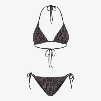 Fendi Women Swimsuit Black Tech Fabric Bikini FXBA22AQBKF0GME