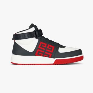 Givenchy Men G4 High Top Sneakers in Leather-BlackWhiteRed