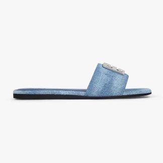Givenchy Women 4G Mules in Washed Denim-Blue