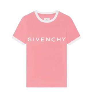 Givenchy Women Archetype Slim Fit T-shirt in Cotton-PinkWhite
