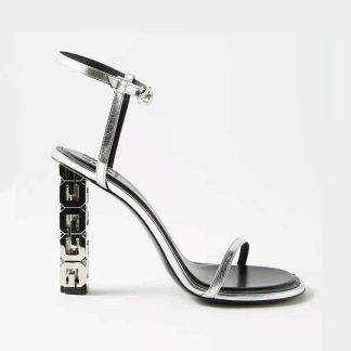Givenchy Women G Cube Sandals in Leather-Silver