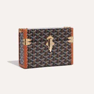 Goyard Women Cassette Trunk Bag in Goyardine Canvas &amp; Clamecy Cowhide-Brown