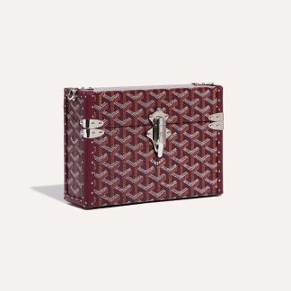Goyard Women Cassette Trunk Bag in Goyardine Canvas &amp; Clamecy Cowhide-Maroon