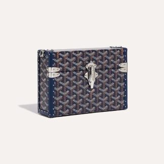 Goyard Women Cassette Trunk Bag in Goyardine Canvas &amp; Clamecy Cowhide-Navy