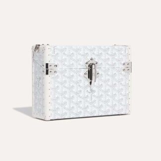 Goyard Women Cassette Trunk Bag in Goyardine Canvas &amp; Clamecy Cowhide-White