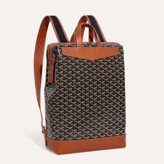 Goyard Women Sac A Dos Cisalpin in Goyardine Canvas &amp; Chevroches Calfskin-Brown