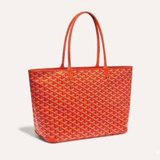 Goyard Women Sac Artois MM in Goyardine Canvas &amp; Chevroches Calfskin-Orange