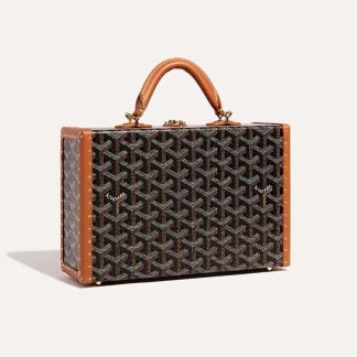 Goyard Women Sac Malle Grand Hôtel in Goyardine Canvas &amp; Clamecy Calfskin-Brown
