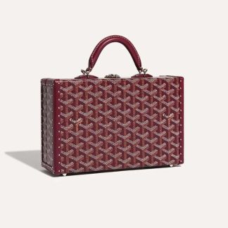 Goyard Women Sac Malle Grand Hôtel in Goyardine Canvas &amp; Clamecy Calfskin-Maroon