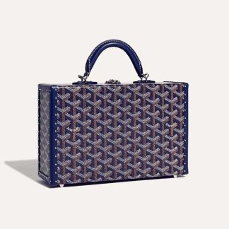 Goyard Women Sac Malle Grand Hôtel in Goyardine Canvas &amp; Clamecy Calfskin-Navy