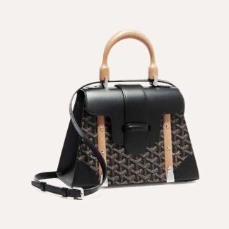 Goyard Women Sac Saïgon PM in Toile Goyardine &amp; Clamecy Calfskin-Black