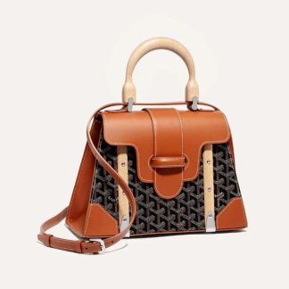 Goyard Women Sac Saïgon PM in Toile Goyardine &amp; Clamecy Calfskin-Brown