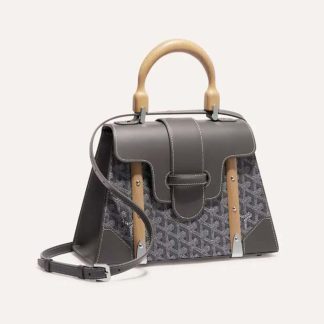 Goyard Women Sac Saïgon PM in Toile Goyardine &amp; Clamecy Calfskin-Gray