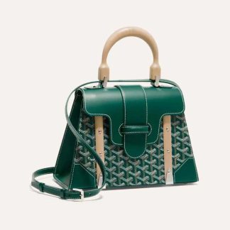 Goyard Women Sac Saïgon PM in Toile Goyardine &amp; Clamecy Calfskin-Green