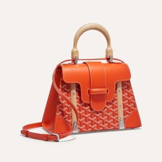 Goyard Women Sac Saïgon PM in Toile Goyardine &amp; Clamecy Calfskin-Orange