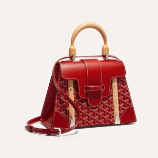 Goyard Women Sac Saïgon PM in Toile Goyardine &amp; Clamecy Calfskin-Red