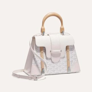 Goyard Women Sac Saïgon PM in Toile Goyardine &amp; Clamecy Calfskin-White