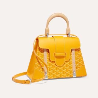 Goyard Women Sac Saïgon PM in Toile Goyardine &amp; Clamecy Calfskin-Yellow