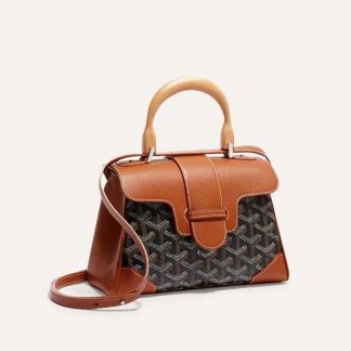 Goyard Women Sac Saïgon Souple Mini in Toile Goyardine &amp; Chevroches Calfskin-Brown