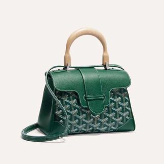 Goyard Women Sac Saïgon Souple Mini in Toile Goyardine &amp; Chevroches Calfskin-Green